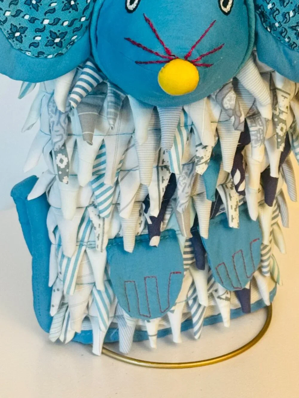 Mouse 3D Pot Holder Blue Handmade Kitchen Home Decor